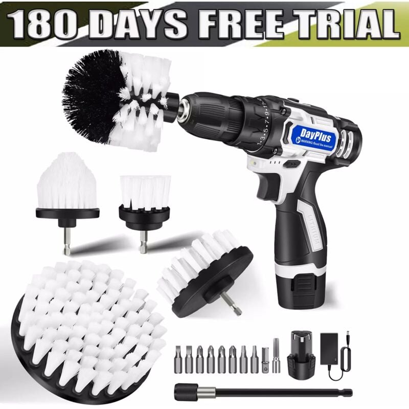 Akkuschrauber Bohrschrauber Bohrmaschine Schnellladegerät 6pc Reinigungsbürsten 2tlg Akkus