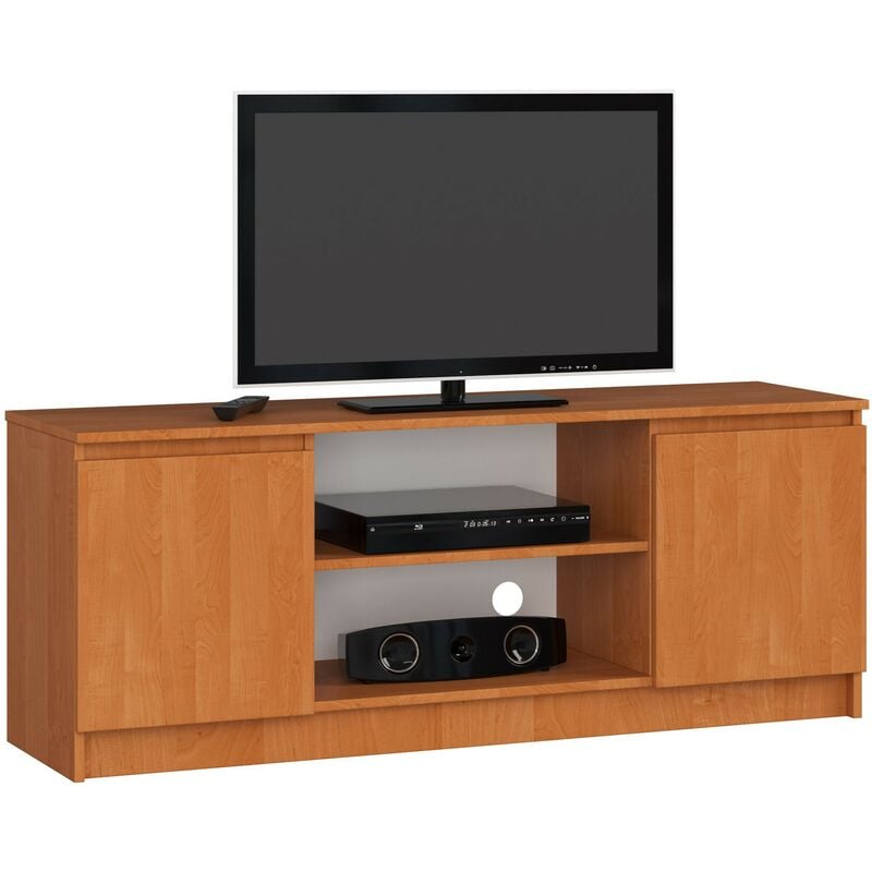 Akord - tv Schrank Fernsehkommode 140 cm Erle 2 Türen 2 Ebenen B140 x H55 x T40 cm