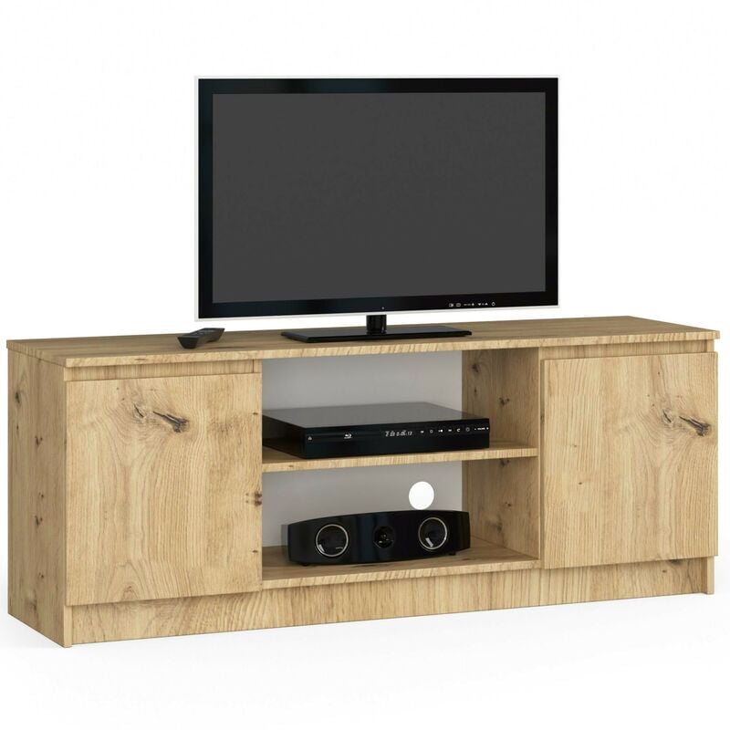 Tv Schrank Akord Fernsehkommode 140 cm Eiche Artisan 2 Türen 2 Ebenen B140 x H55 x T40 cm