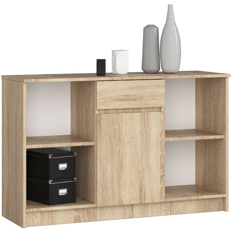 Kommode Akord B17 Sonoma-Eiche 120 cm Tür Schublade 6 Ebenen B120 x H77 x T40 cm