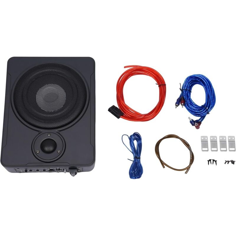 Aktiv Subwoofer für Auto 300W Autoradio Ultradünner , Auto KFZ Untersitz Subwoofer mit eingebautem Verstärker, Netzkabel,Audio Subwoofer für Auto/LKW