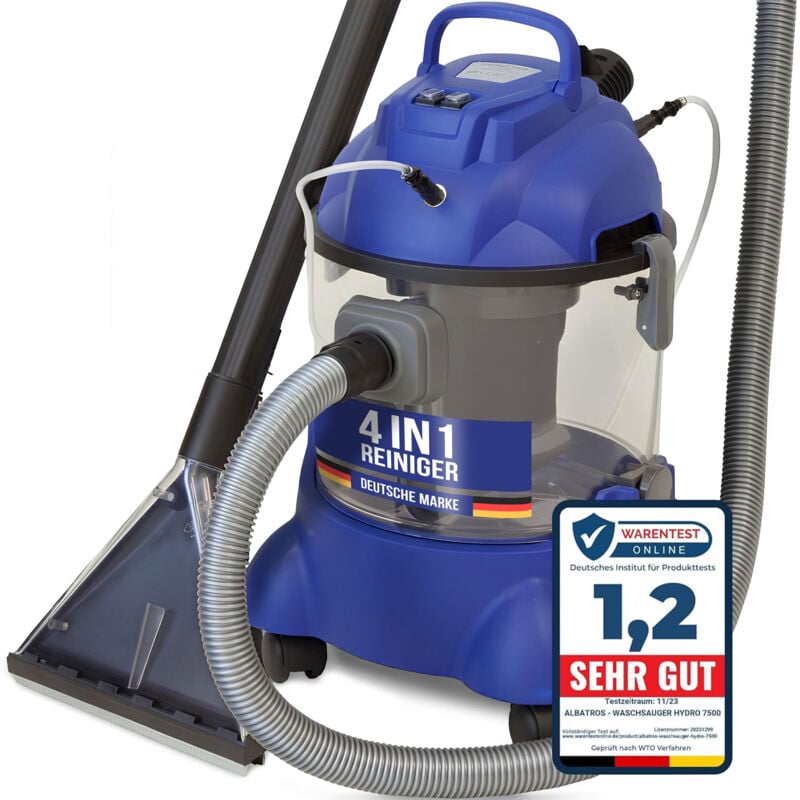 Waschsauger Polster + Teppich hydro 7500 - 4in1 Nass Trockensauger - 1200 Watt 20l Volumen 22 kPa Saugleistung - Polsterreiniger Teppichreiniger
