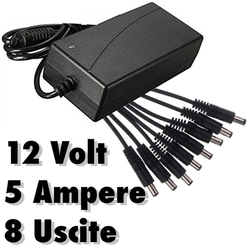 Trade Shop - Stabilisierter Stromversorgungstransformator 12V 5A 8 Ausgänge Kameras DVR-Streifen -