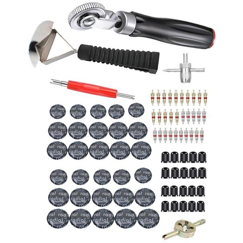 Allgemeine Reifenreparatur für Auto- und Motorradreifen, Gummikleber, Flicken-Werkzeugpaket für Radialreifen, Flicken für Schlauchlose Reifen, 85