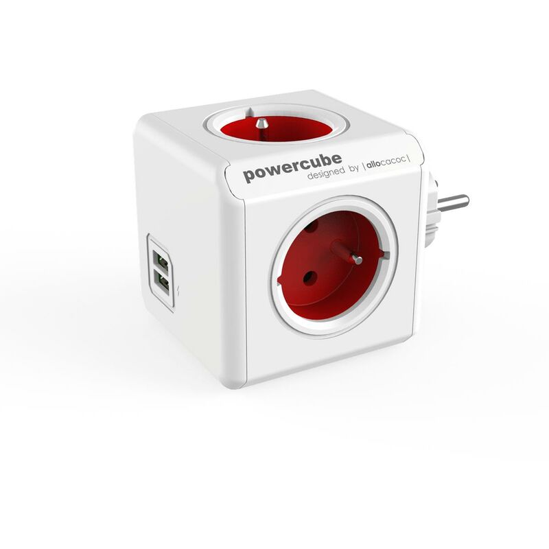 PowerCube Original usb Typ e Indoor 4AC Outlet(s) Rot Mehrfachsockel - Mehrfachsockel (Indoor, 4 ac Outlets, Typ e (fr), Rot, ce, 16 a) - Allocacoc