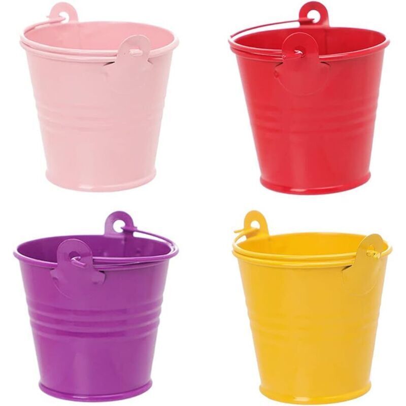 ALOVEZ 12 Mini-Pflanzeimer, Mini-Metalleimer, Mini-Metalleimer mit Griffen, Mini-Metalleimer für Blumentöpfe, als Gastgeschenke, für Hochzeiten,