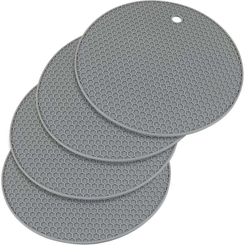 ALOVEZ 4er-Pack Untersetzermatten aus Silikon, rutschfeste Silikon-Untersetzer, langlebig, wasserdicht und rutschfest, geeignet für Töpfe, Pfannen,