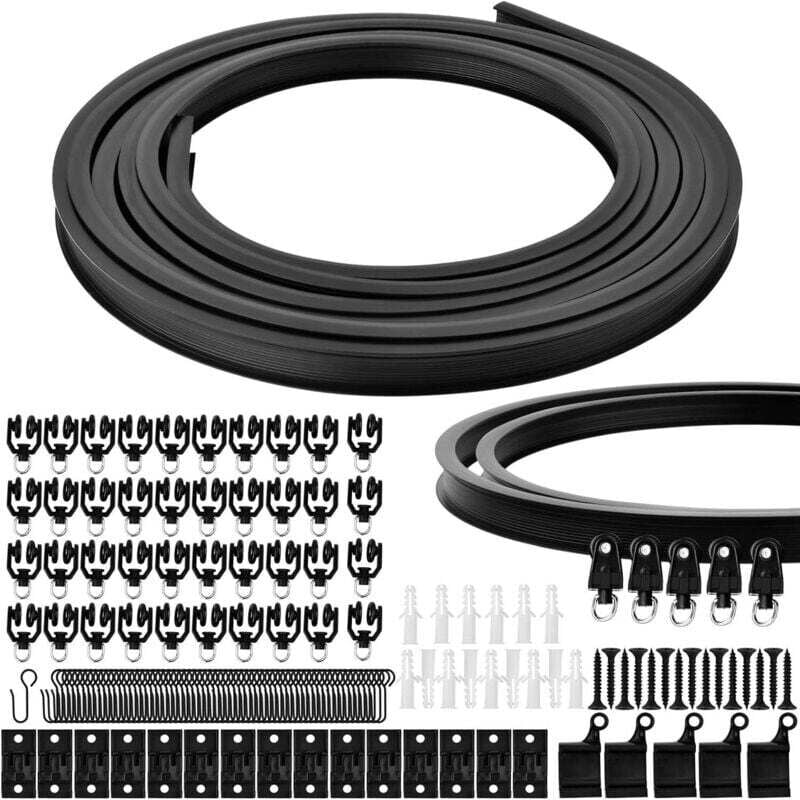 ALOVEZ 5M Flexible Decken-Vorhangschiene, faltbare Gardinenstange mit Montagezubehör, gebogene Decken-Vorhangschiene für Duschvorhänge und Fenster