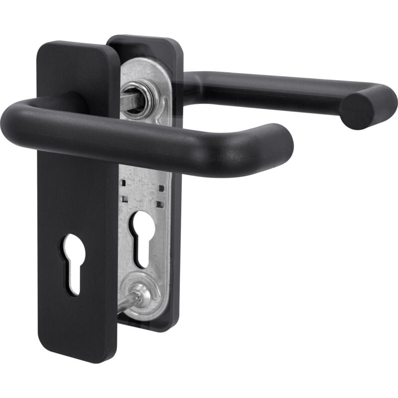 Alpertec Feuerschutzgarnitur Drücker/Drücker Kunststoff schwarz eckig Beschläge