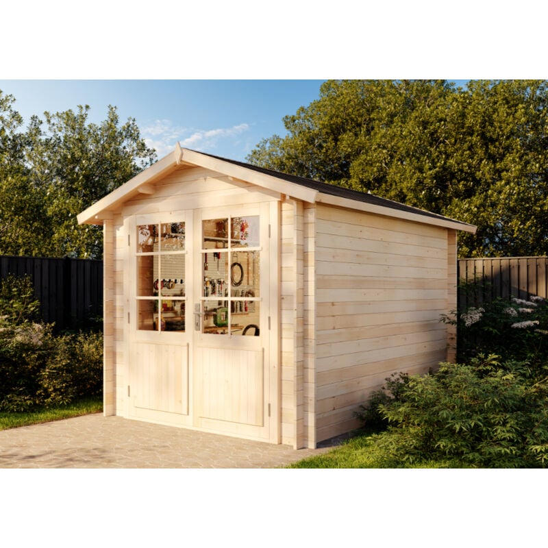 Gartenhaus Bremen-28 b Gerätehaus aus Holz, Geräteschrank mit 28 mm Wandstärke, Gartenhaus mit Montagematerial - Alpholz