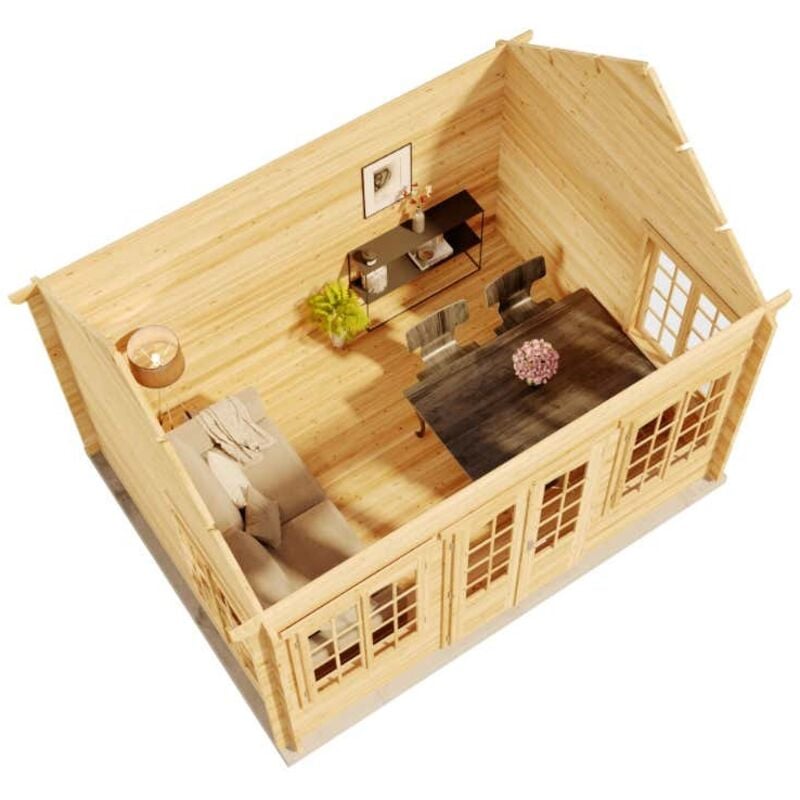 Gartenhaus clockhouse® 44 Royal iso Gartenhaus aus Holz , Holzhaus mit 44 mm Wandstärke Blockbohlenhaus - Alpholz