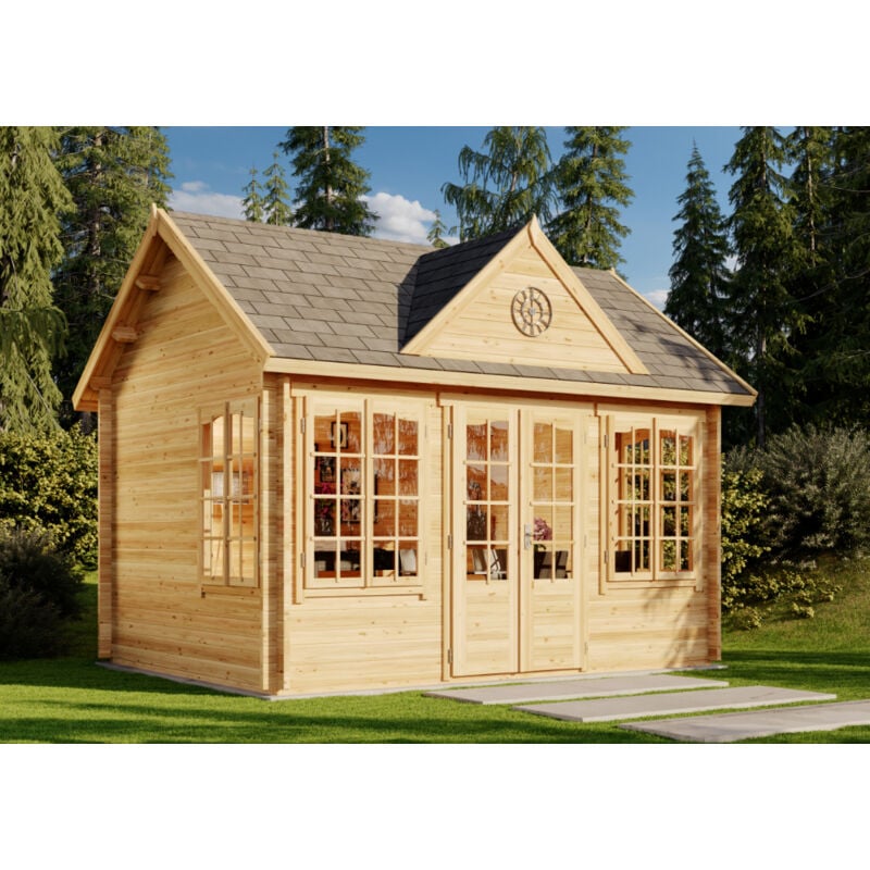 Gartenhaus clockhouse® 44 Royal iso Gartenhaus aus Holz, Holzhaus mit 44 mm Wandstärke Blockbohlenhaus - Alpholz