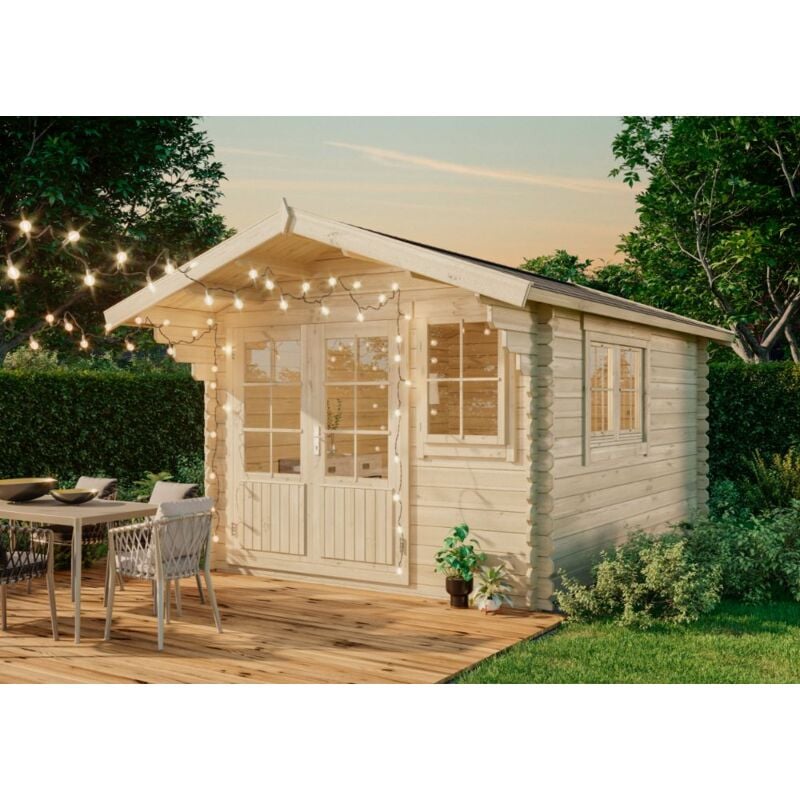Gartenhaus Gabriel-34 300 x 400 cm Gartenhaus aus Holz, Holzhaus mit 34 mm Wandstärke, Blockbohlenhaus mit Montagematerial - Alpholz
