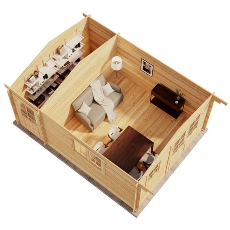 Alpholz Gartenhaus Jennifer-28 Gartenhaus aus Holz in Pinie, Holzhaus mit 28 mm Wandstärke, Blockbohlenhaus mit Montagematerial