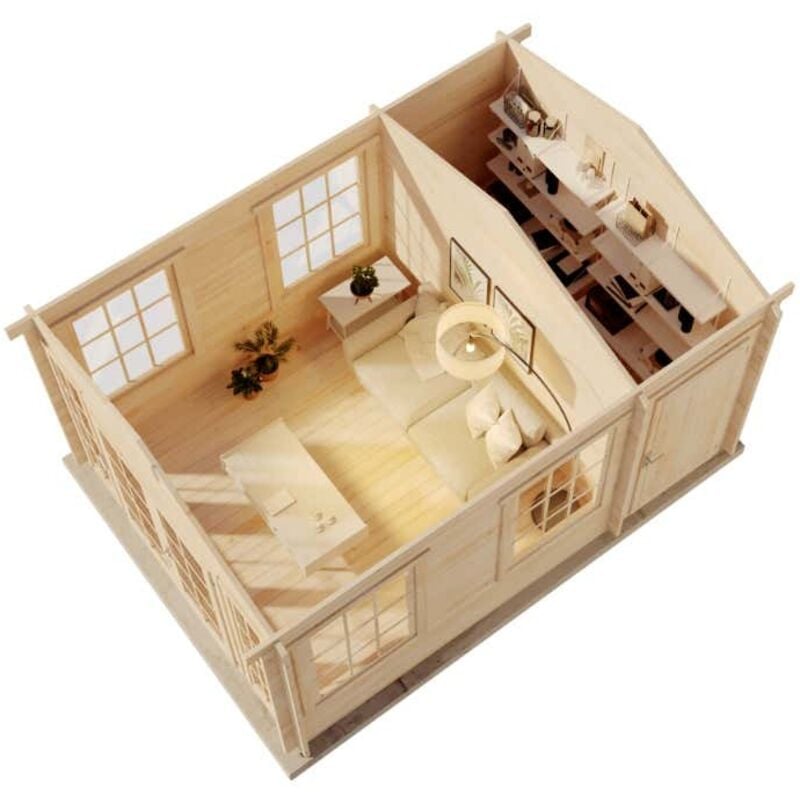 Gartenhaus Kim-40 Gartenhaus aus Holz in Pinie, Holzhaus mit 40 mm Wandstärke, Blockbohlenhaus mit Montagematerial - Alpholz