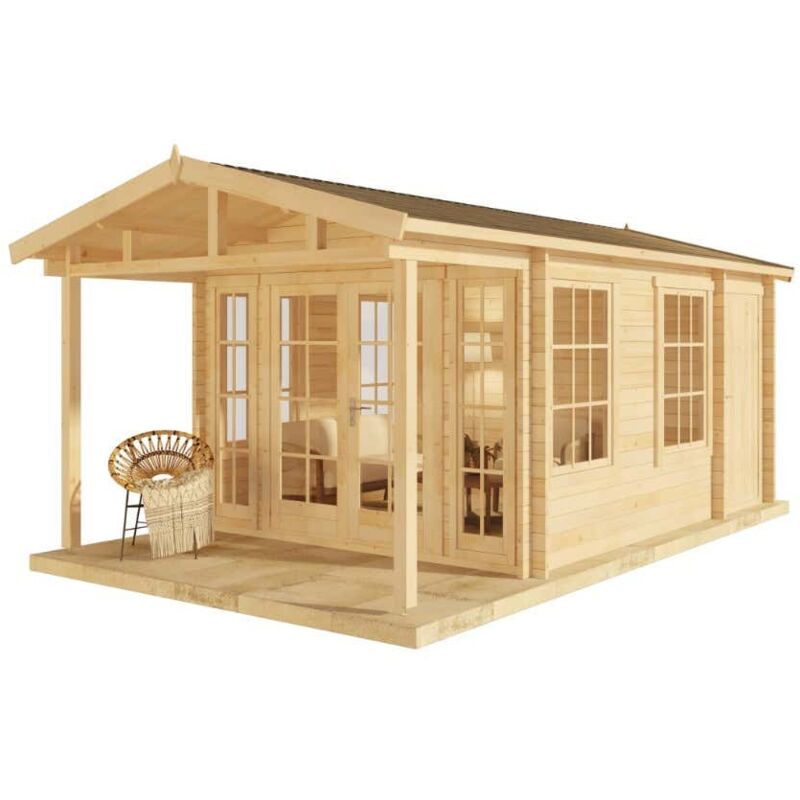 Gartenhaus Kim-Avant 40 Gartenhaus aus Holz, Holzhaus mit 40 mm Wandstärke inklusive Terrasse, Blockbohlenhaus mit Montagematerial - Alpholz