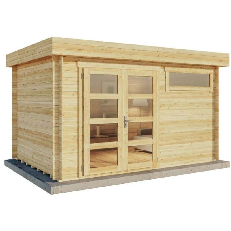 Gartenhaus Leandro-28 Gartenhaus aus Holz in Pinie, Holzhaus mit 28 mm Wandstärke, Blockbohlenhaus mit Montagematerial - Alpholz