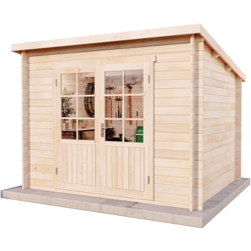 Pultdach Gartenhaus Maria Gartenhaus aus Holz, Holzhaus mit 40 mm Wandstärke, Blockbohlenhaus mit Montagematerial - Alpholz