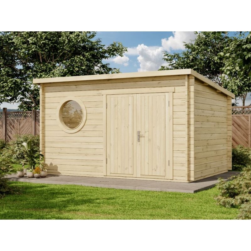 Gartenhaus Maria-Rondo 44 b Gartenhaus aus Holz, Holzhaus mit 44 mm Wandstärke, Blockbohlenhaus mit Montagematerial - Alpholz