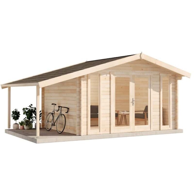Gartenhaus Mirko Modern d Gartenhaus aus Holz, Holzhaus mit 40 mm Wandstärke inklusive Schleppdach, Blockbohlenhaus mit Montagematerial - Alpholz