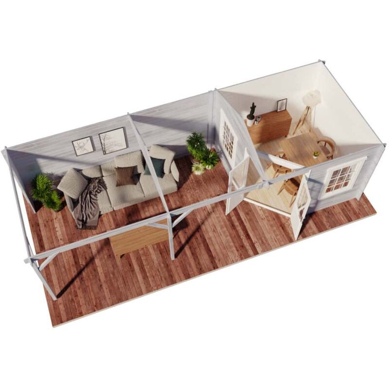 Gartenhaus Modell Mississippi-40 Gartenhaus aus Holz in Pinie, Holzhaus mit 40 mm Wandstärke inklusive Terrasse, Blockbohlenhaus mit Montagematerial