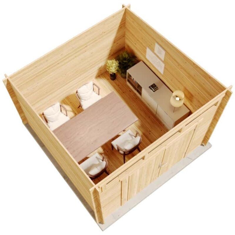 Gartenhaus Modell Maria-Optima28 Gartenhaus aus Holz in Pinie, Holzhaus mit 28 mm Wandstärke, Blockbohlenhaus mit Montagematerial - Alpholz