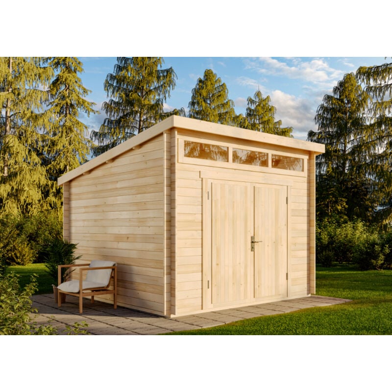 Gartenhaus Modell Maria-Optima28 Gartenhaus aus Holz, Holzhaus mit 28 mm Wandstärke, Blockbohlenhaus mit Montagematerial - Alpholz