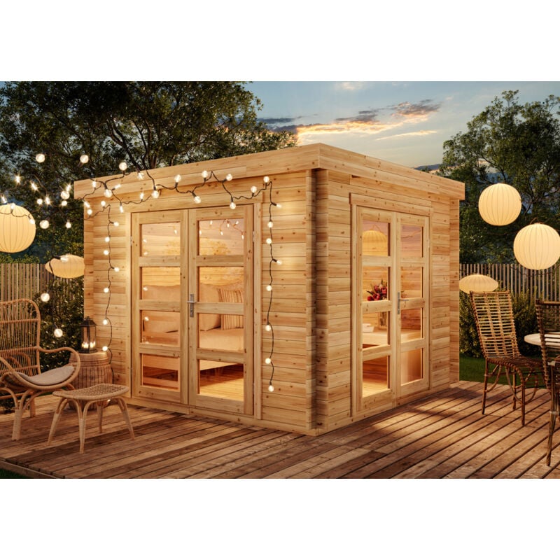 Gartenhaus Paloma Beach Gartenhaus aus Holz , Holzhaus mit 28 mm Wandstärke, Blockbohlenhaus mit Montagematerial - Alpholz