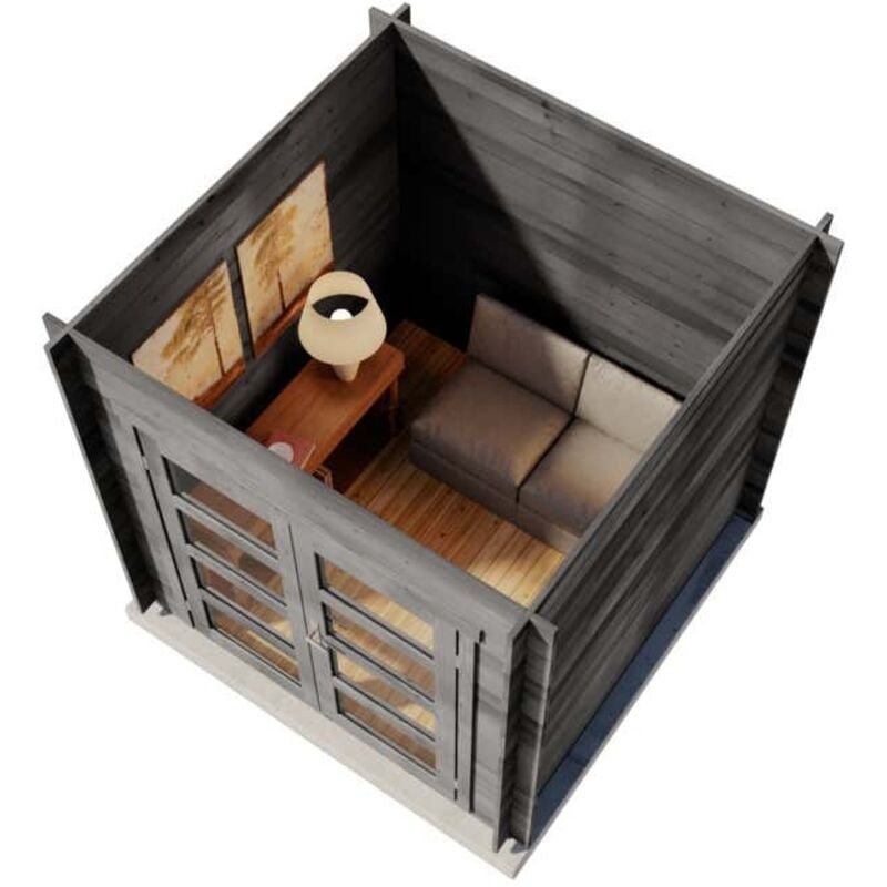 Gartenhaus Paloma Petit Gartenhaus aus Holz in Anthrazitgrau, Holzhaus mit 28 mm Wandstärke, Blockbohlenhaus mit Montagematerial - Alpholz