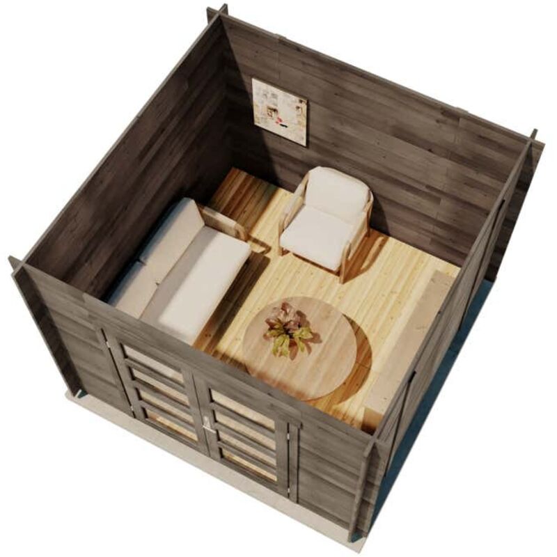 Alpholz Gartenhaus Paloma Sol Gartenhaus aus Holz in Anthrazitgrau, Holzhaus mit 28 mm Wandstärke, Blockbohlenhaus mit Montagematerial