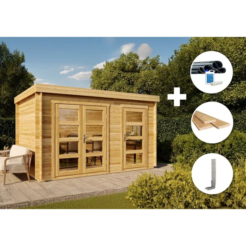 Eco Set - Gartenhaus Paloma Grande Gartenhaus aus Holz, Holzhaus mit 28 mm Wandstärke Blockbohlenhaus - Alpholz