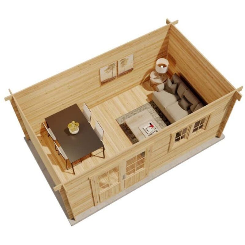 Alpholz Gartenhaus Spree-28 a Gartenhaus aus Holz in Pinie, Holzhaus mit 28 mm Wandstärke, Blockbohlenhaus mit Montagematerial