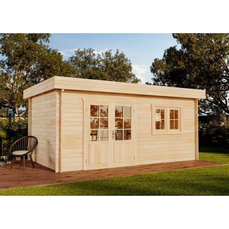 Alpholz Gartenhaus Spree-28 a Gartenhaus aus Holz, Holzhaus mit 28 mm Wandstärke, Blockbohlenhaus mit Montagematerial
