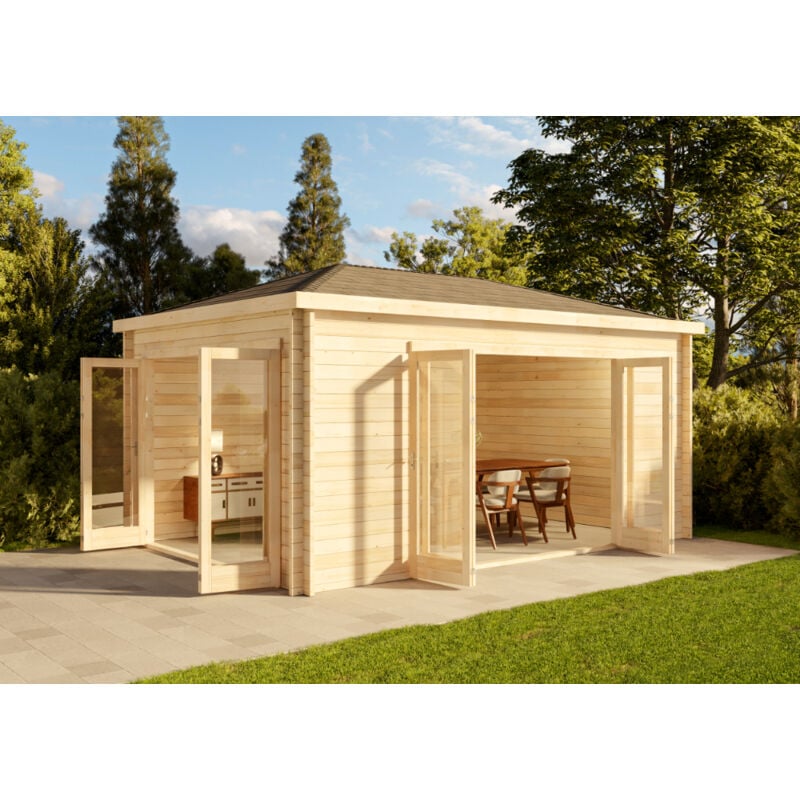 Gartenhaus Sunrise iso Gartenhaus aus Holz, Holzhaus mit 40 mm Wandstärke, Blockbohlenhaus mit Montagematerial - Alpholz