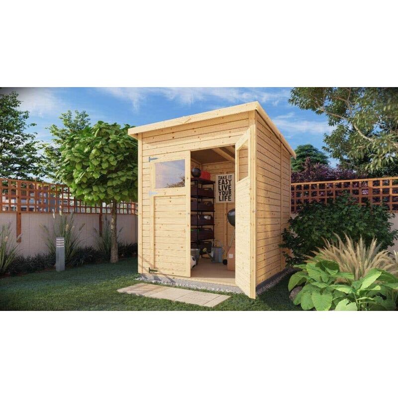 Alpholz Gerätehaus Mollie Gerätehaus aus Holz, Geräteschrank mit 14 mm Wandstärke, Gartenhaus mit Montagematerial