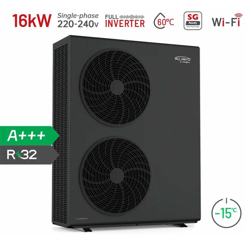 ALSAVO Luftquellen-Wärmepumpe Monoblock - 16kW - Doppelventilatoren - Inverboost Multifunktional/Warmwasserbereitung