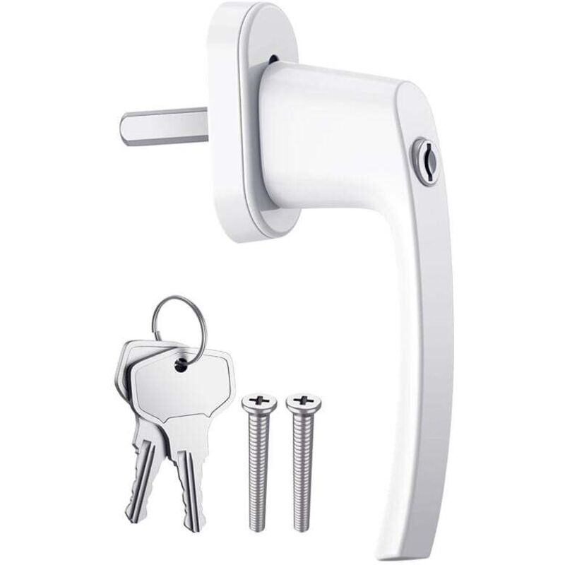 XVX - Aluminium-Fenstergriff mit Schloss und Stangenlänge 35 mm mit Schloss – Weiß
