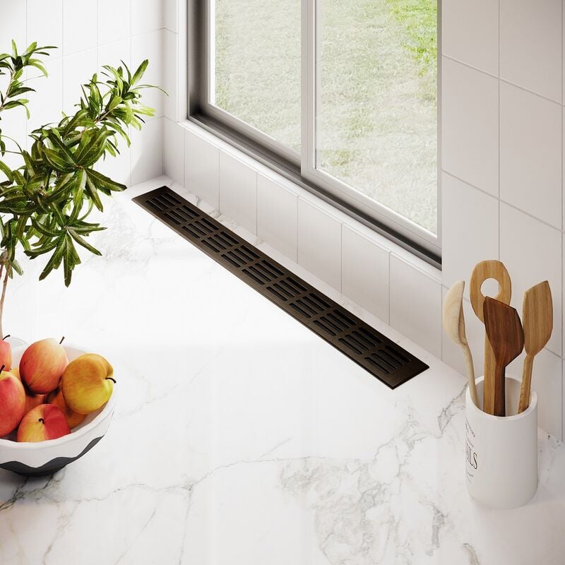 Ms Beschläge - Aluminium Stegblech 60mm x 300mm Braun eloxiert C4 Lüftungsgitter Heizungsdeckel Lüftung