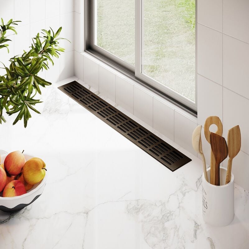 Ms Beschläge - Aluminium Stegblech 80mm x 200mm Braun eloxiert C4 Lüftungsgitter Heizungsdeckel