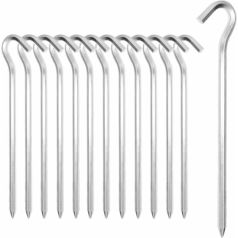 Zeltheringe aus Aluminium, 14 Stück 18 cm Zelthaken, Zeltheringe, Heringe für harte Böden, ideal für Gartenarbeit, Camping, Angeln und Zelte
