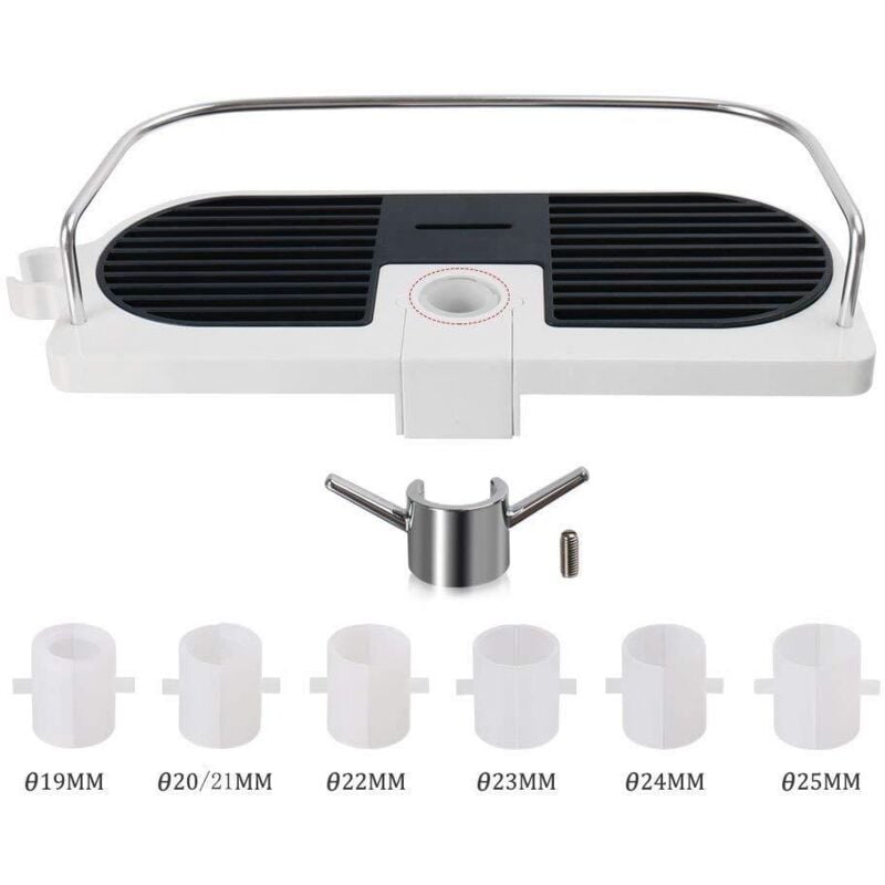 Aluminum Alloy Adjustable Rod Telescopic Shower Holder, No Drilling Bathroom Shower Holder, Shower Soap Dish, Shampoo Holder, Diameter 19-25mm