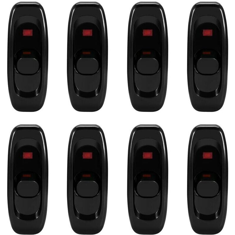 Inline-Schalter Schnurschalter, 8-teiliger Inline-Schalter, Wippschalter Zwischenschalter, für Nachttischlampe Schreibtisch Tischlampe Stromkabel