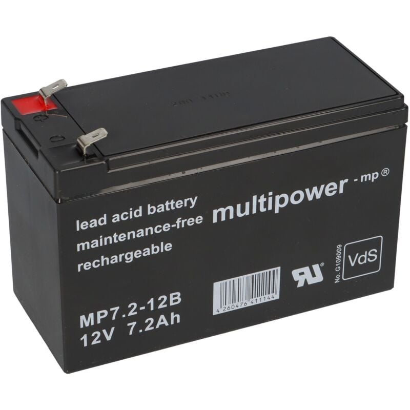Amazon 4 Multipower Blei-Akku MP7,2-12B Pb 12V / 7,2Ah VdS G109009, Faston 6,3