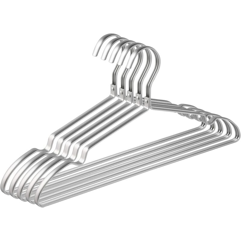 Ersandy - Amber Home Packung mit 10 Kleiderbügeln aus Aluminium-Eisen, 42 cm, mattsilberner Metallbügel für Kleidung, Anzüge, T-Shirts, Hemden,