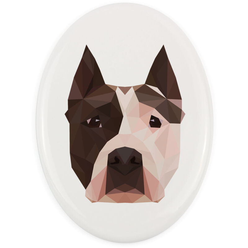 American Staffordshire Terrier, Amstaff, Amstaf - ein Teller mit Foto und geometrischer Aufschrift von Art-Dog