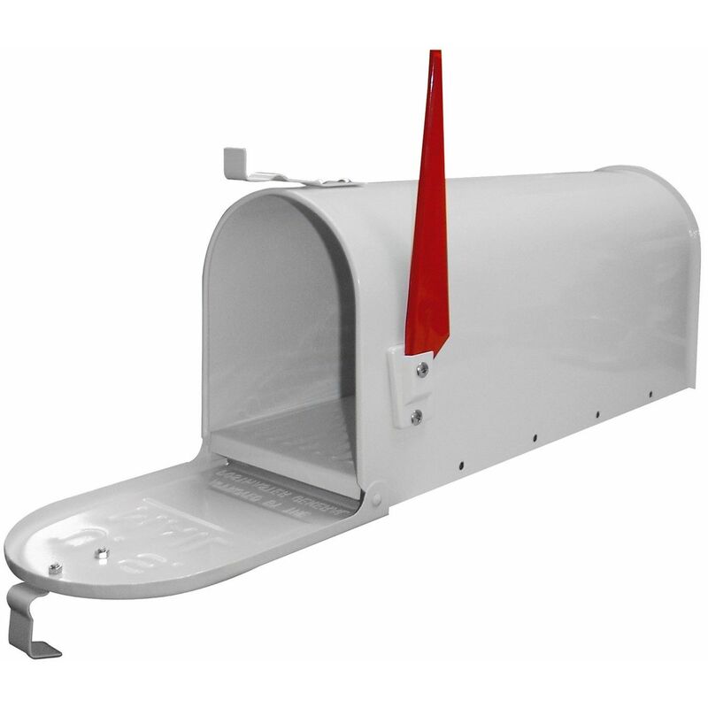 Dema - Amerikanischer Briefkasten American Mailbox Zeitungsrolle Postkasten Stahl weiß