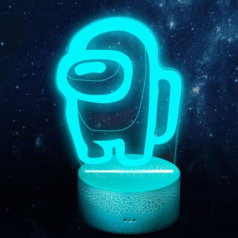 Amo-ng Us 3D-Illusionslampe, Nachtlicht, 3D-Lampe mit Ladekabel und 16 Farbwechseln, perfekte Geschenke für Kinder