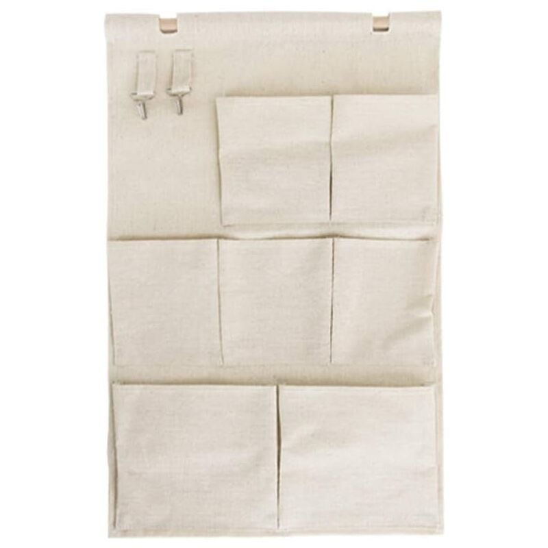 Alovez - An der Wand montierte Aufbewahrungstaschen, hängender Organizer aus Baumwollstoff, einfarbiger Leinenbeutel über der Schranktür