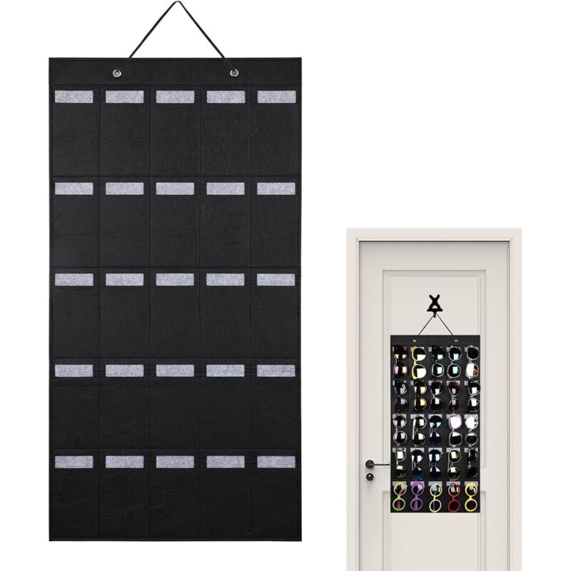 An der Wand montierter Brillenhalter, Filz-Brillenhalter hinter der Tür, Brillen-Organizer für Schlafzimmer, Wohnung, Studio, Büro oder Zuhause