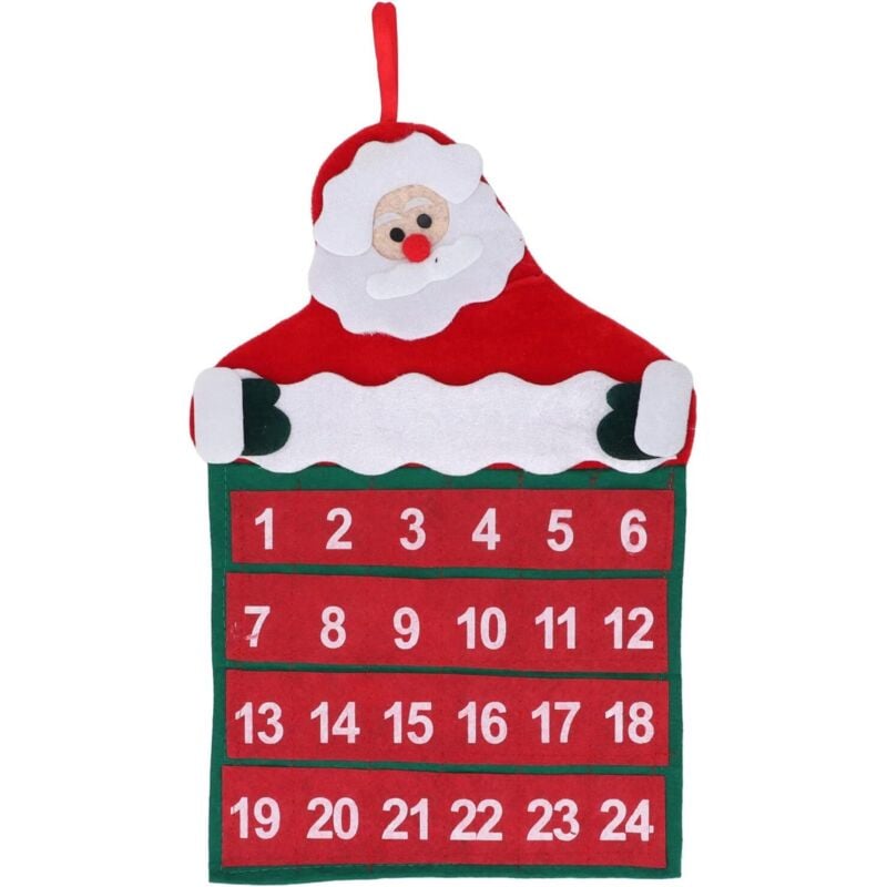 Andere Weihnachtsdekorationen, einfacher Weihnachtskalender, einfacher Kalender aus Vliesstoff, 10,6 × 17,3 Zoll großer hängender Adventskalender mit